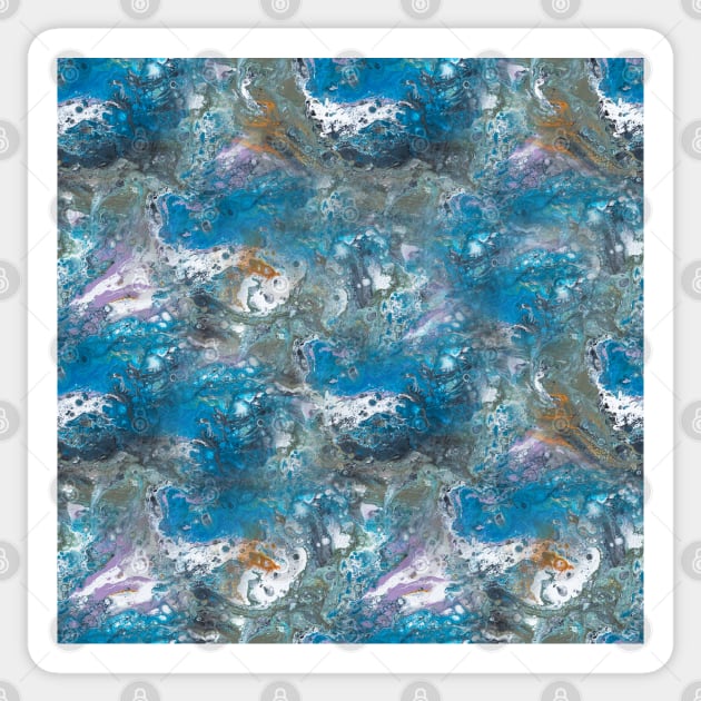 Fluid painting with blue cells Sticker by nobelbunt